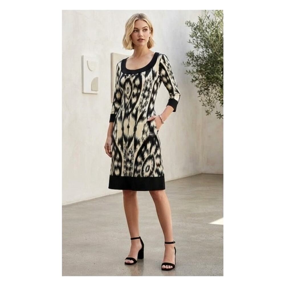 NWT Tiana B poly knit geometric print midi dress